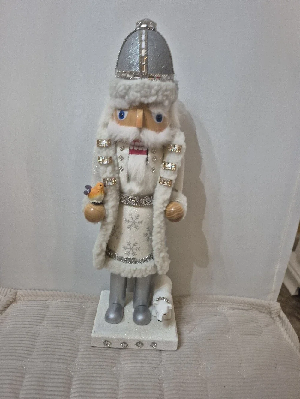 White & Silver Holiday Nutcracker Figurine - Decorative Christmas Accent